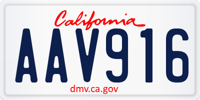 CA license plate AAV916