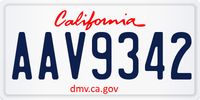 CA license plate AAV9342