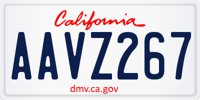 CA license plate AAVZ267