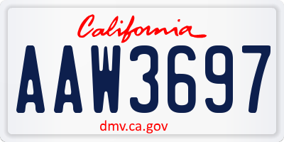 CA license plate AAW3697