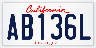 CA license plate AB136L