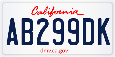 CA license plate AB299DK