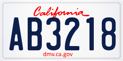 CA license plate AB3218