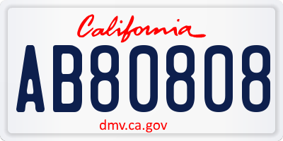 CA license plate AB80808