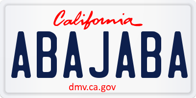 CA license plate ABAJABA