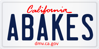 CA license plate ABAKES