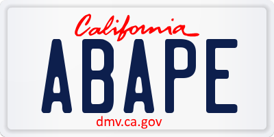 CA license plate ABAPE