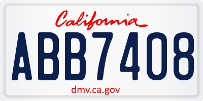 CA license plate ABB7408