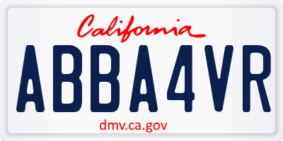 CA license plate ABBA4VR