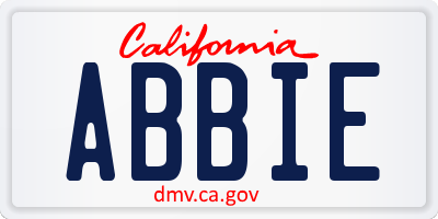 CA license plate ABBIE