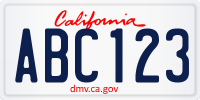 CA license plate ABC123