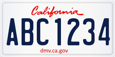 CA license plate ABC1234