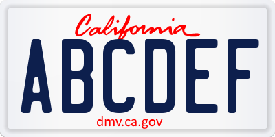 CA license plate ABCDEF