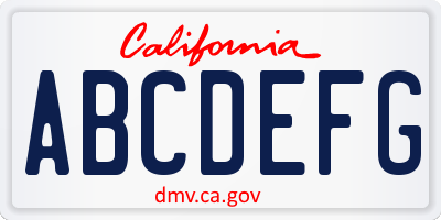 CA license plate ABCDEFG