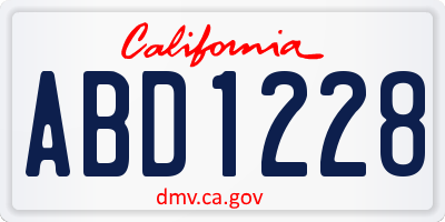 CA license plate ABD1228