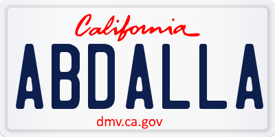 CA license plate ABDALLA