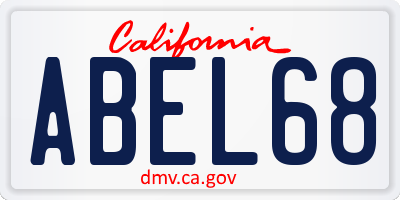 CA license plate ABEL68