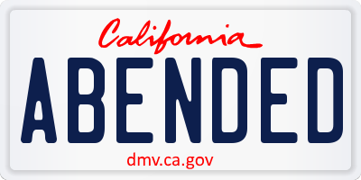 CA license plate ABENDED