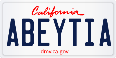 CA license plate ABEYTIA