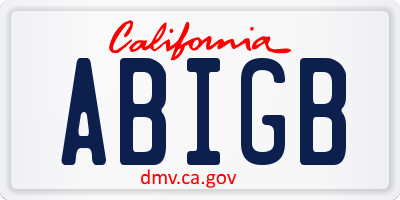 CA license plate ABIGB