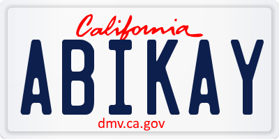 CA license plate ABIKAY