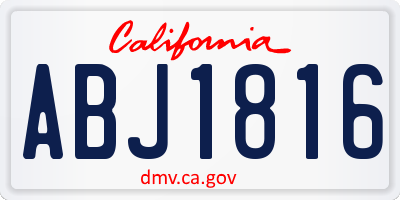 CA license plate ABJ1816