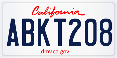 CA license plate ABKT208