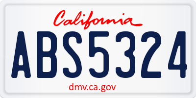 CA license plate ABS5324