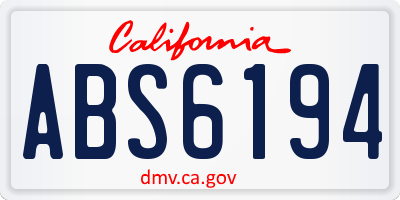 CA license plate ABS6194