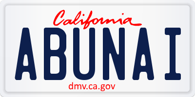 CA license plate ABUNAI