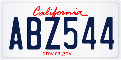 CA license plate ABZ544