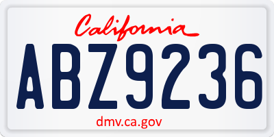 CA license plate ABZ9236