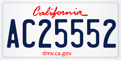 CA license plate AC25552