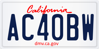 CA license plate AC40BW