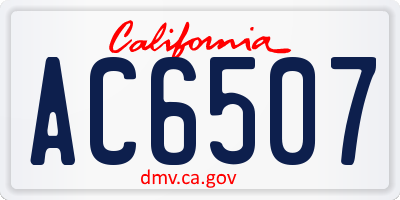 CA license plate AC6507