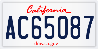 CA license plate AC65087