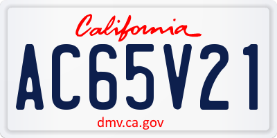 CA license plate AC65V21