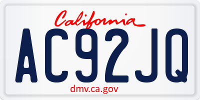 CA license plate AC92JQ