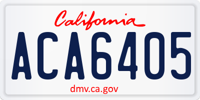 CA license plate ACA6405