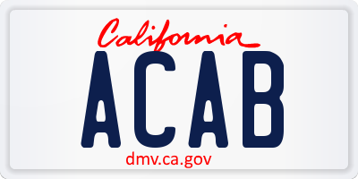 CA license plate ACAB