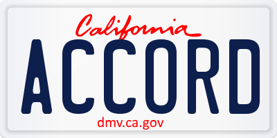 CA license plate ACCORD