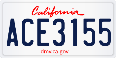 CA license plate ACE3155