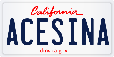 CA license plate ACESINA