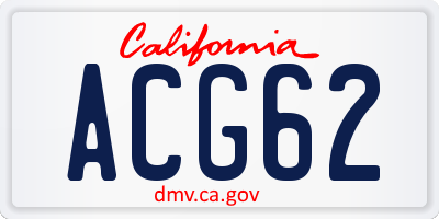 CA license plate ACG62