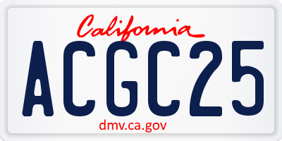 CA license plate ACGC25