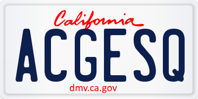 CA license plate ACGESQ