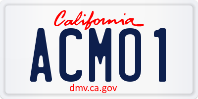 CA license plate ACMO1