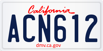 CA license plate ACN612