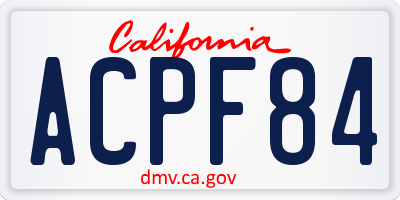 CA license plate ACPF84