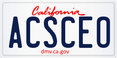 CA license plate ACSCEO